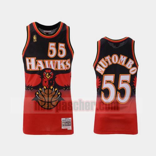 Maillot Atlanta Hawks Homme Dikembe Mutombo 55 1996-97 Hardwood Classics Rouge
