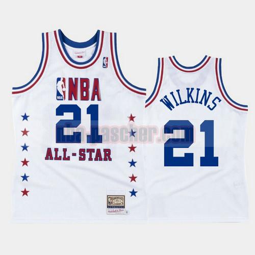 Maillot Atlanta Hawks Homme Dominique Wilkins 21 All Star 1988 Blanc