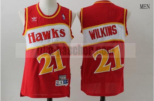 Maillot Atlanta Hawks Homme Dominique Wilkins 21 Basketball Rouge