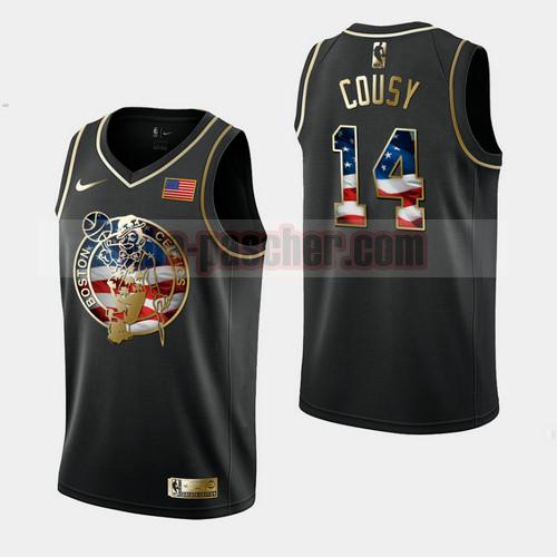 Maillot Boston Celtics Homme Bob Cousy 14 Independence Day Golden Edition Noir