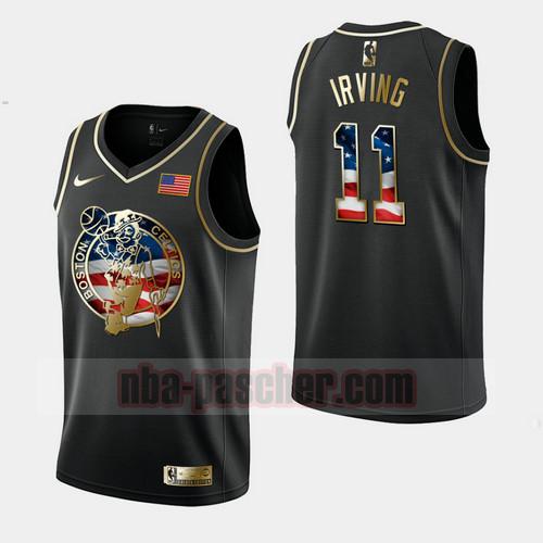 Maillot Boston Celtics Homme Kyrie Irving 11 Independence Day Golden Edition Noir