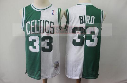 Maillot Boston Celtics Homme Larry Bird 33 Séparation domicile et extérieur Vert Blanc