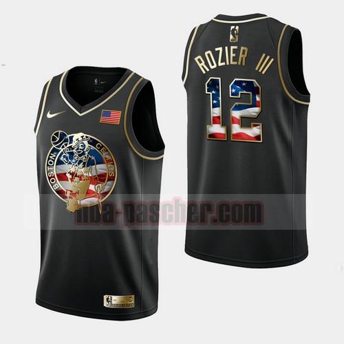 Maillot Boston Celtics Homme Terry Rozier III 12 Independence Day Golden Edition Noir