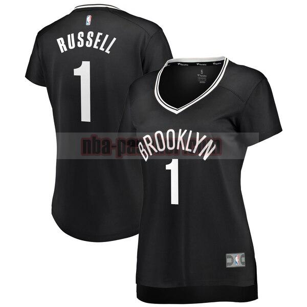 Maillot Brooklyn Nets Femme D'Angelo Russell 1 Réplique Noir