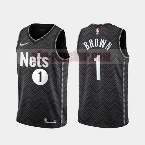 Maillot Brooklyn Nets Homme Bruce Brown 1 2020-21 Earned Edition Noir