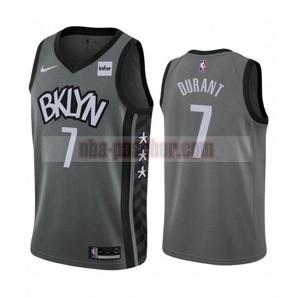 Maillot Brooklyn Nets Homme Kevin Durant 7 2020-21 saison déclaration Gris