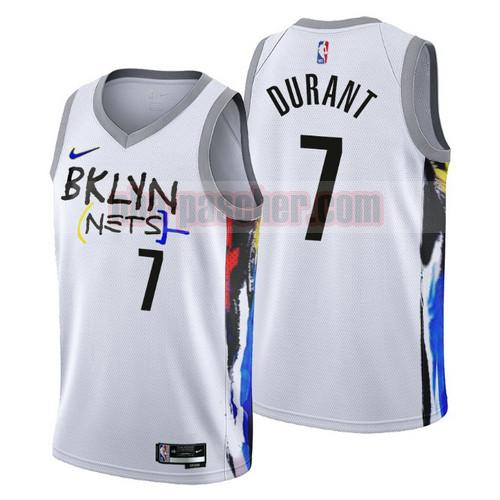 Maillot Brooklyn Nets Homme Kevin Durant 7 2022-2023 City Edition Blanc
