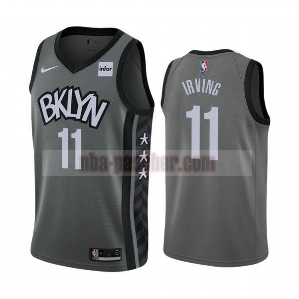 Maillot Brooklyn Nets Homme Kyrie Irving 11 2020-21 saison déclaration Gris