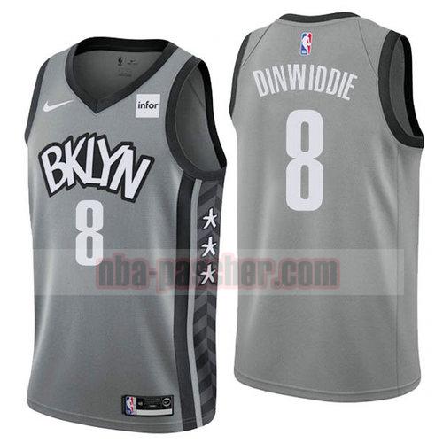 Maillot Brooklyn Nets Homme Spencer Dinwiddie 8 2019-20 gris