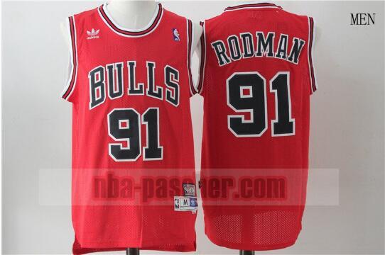Maillot Chicago Bulls Homme Dennis Rodman 91 Retour de basket-ball Rouge
