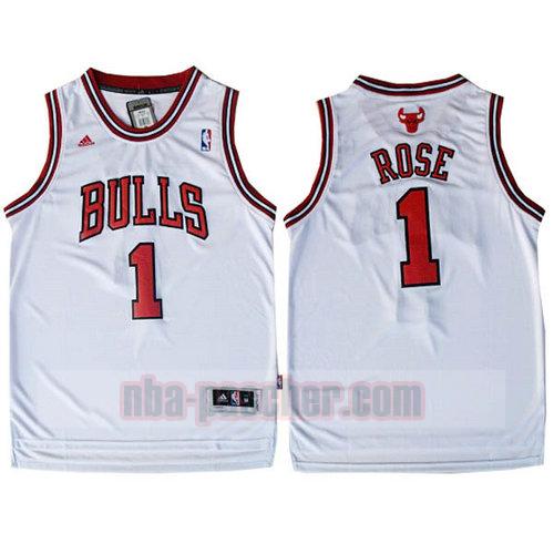 Maillot Chicago Bulls Homme Derrick Rose 1 retro blanc