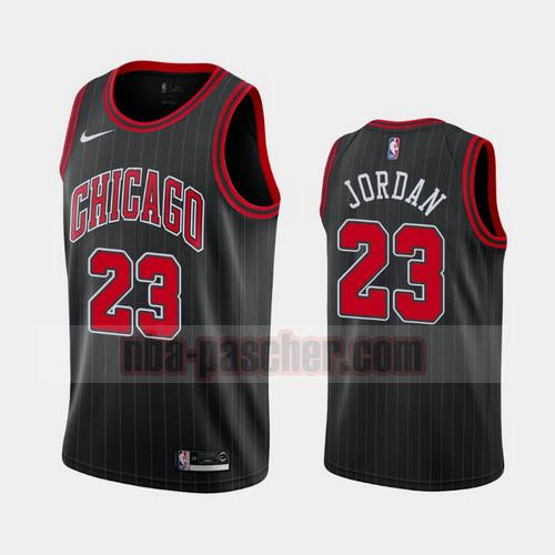 Maillot Chicago Bulls Homme Michael Jordan 23 Déclaration rayée Noir