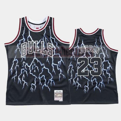 Maillot Chicago Bulls Homme Michael Jordan 23 foudre Hardwood Classics Noir
