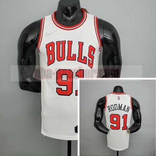Maillot Chicago Bulls Homme Rodman 91 75e anniversaire Blanc