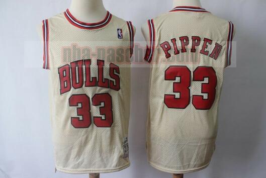 Maillot Chicago Bulls Homme Scottie Pippen 33 Basketball Beige claro