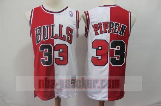 Maillot Chicago Bulls Homme Scottie Pippen 33 Basketball Blanc Rouge