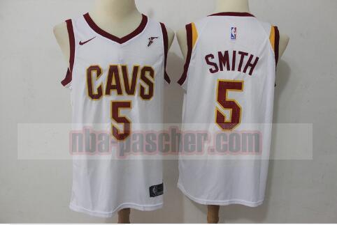 Maillot Cleveland Cavaliers Homme JR Smith Stitched 5 Basketball cousu Blanc