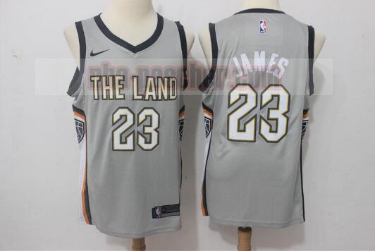 Maillot Cleveland Cavaliers Homme LeBron James 23 Basketball gris