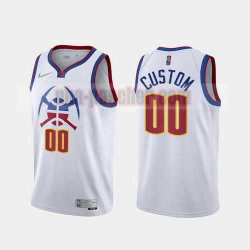 Maillot Denver Nuggets Homme Custom 0 2020-21 Earned Edition Blanc