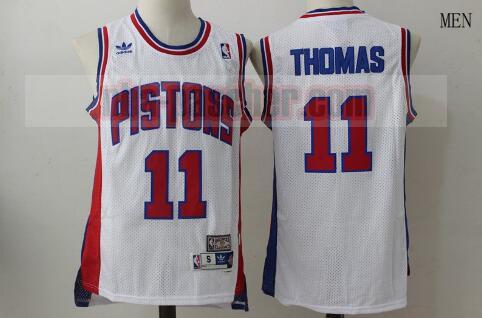 Maillot Detroit Pistons Homme Isiah Thomas 11 Basketball Blanc