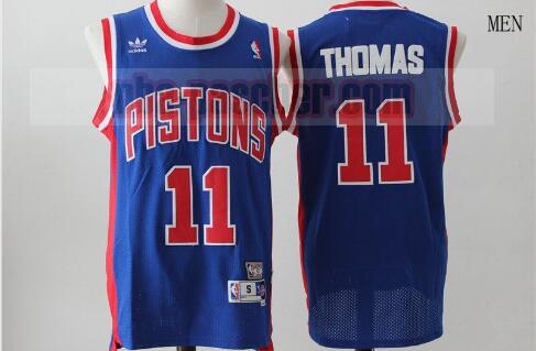 Maillot Detroit Pistons Homme Isiah Thomas 11 Basketball Bleu