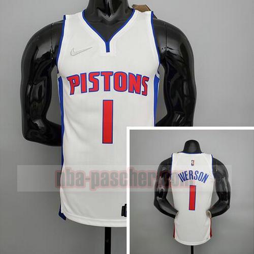 Maillot Detroit Pistons Homme Iverson 1 75e anniversaire Blanc
