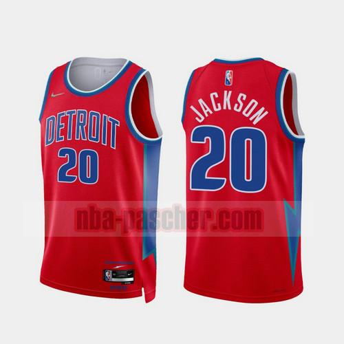 Maillot Detroit Pistons Homme JACKSON 20 Édition de la ville 2022 Édition 75e anniversaire Rouge