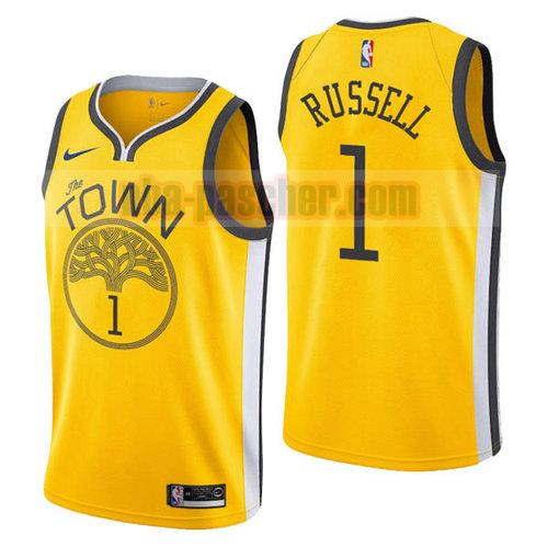 Maillot Golden State Warriors Homme D'Angelo Russell 1 Earned 2018-19 Jaune