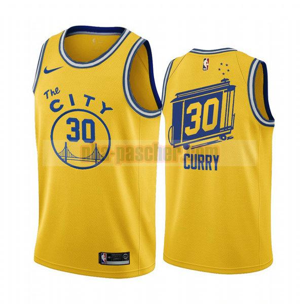 Maillot Golden State Warriors Homme Stephen Curry 30 2020-21 saison déclaration Jaune