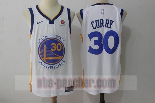Maillot Golden State Warriors Homme Stephen Curry 30 Basketball Blanc