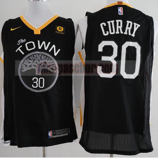 Maillot Golden State Warriors Homme Stephen Curry 30 Basketball Noir
