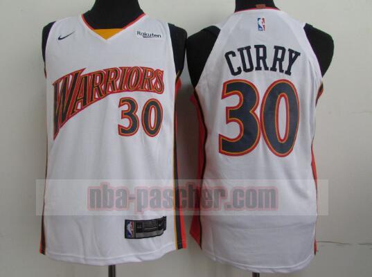 Maillot Golden State Warriors Homme Stephen Curry 30 Cousu Blanc