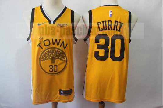 Maillot Golden State Warriors Homme Stephen Curry 30 Édition gagnée Jaune