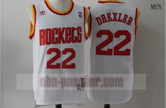 Maillot Houston Rockets Homme Clyde Drexler 22 Basketball Blanc