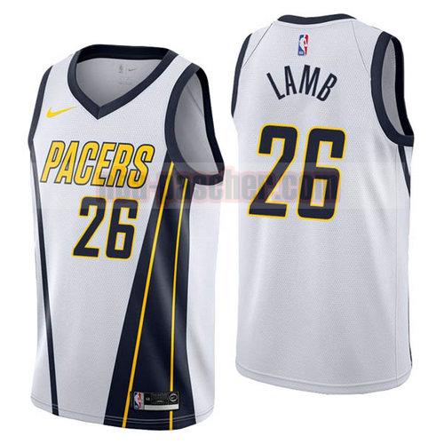 Maillot Indiana Pacers Homme Jeremy Lamb 26 Earned 2018 blanc