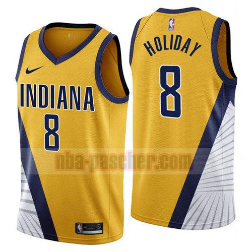 Maillot Indiana Pacers Homme Justin Holiday 8 2019-2020 Jaune