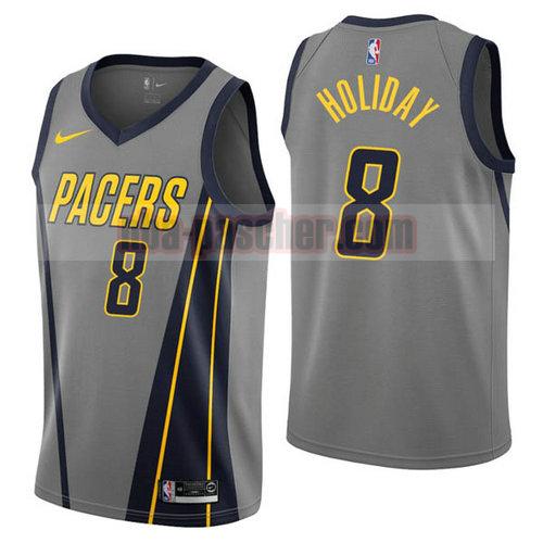 Maillot Indiana Pacers Homme Justin Holiday 8 Ville 2019 gris