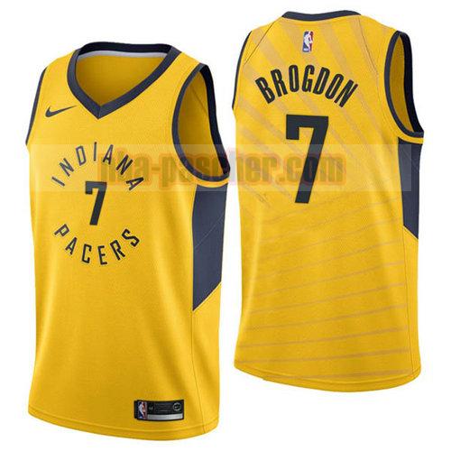 Maillot Indiana Pacers Homme Malcolm Brogdon 7 2018-19 Jaune