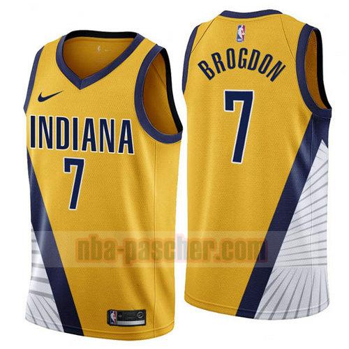 Maillot Indiana Pacers Homme Malcolm Brogdon 7 2019-2020 Jaune