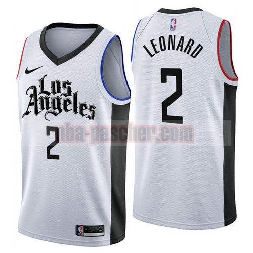 Maillot Los Angeles Clippers Homme Kawhi Leonard 2 Ville 2019 blanc