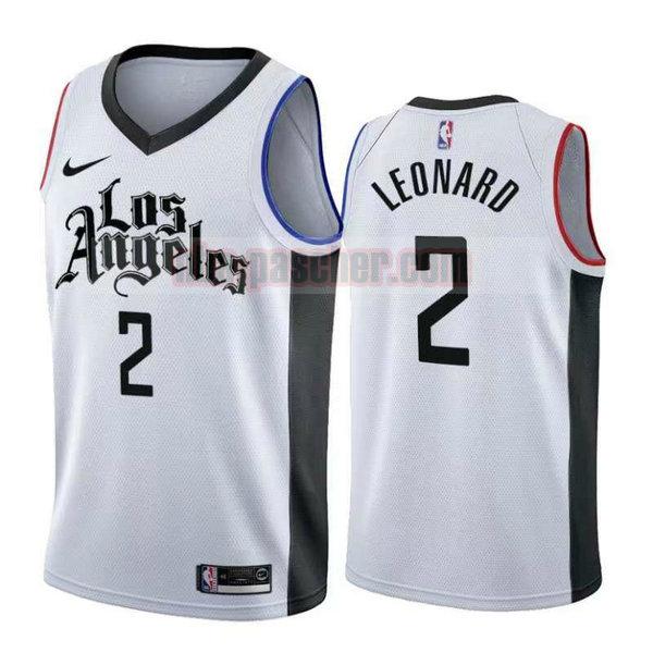 Maillot Los Angeles Clippers Homme Leonard Braves 2 Édition City 2019-20 blanc