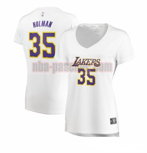 Maillot Los Angeles Lakers Femme Aric Holman 35 association edition Blanc