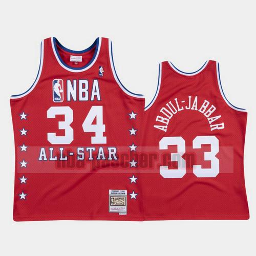 Maillot Los Angeles Lakers Homme Kareem Abduljabbar 34 All Star 1988 Rouge