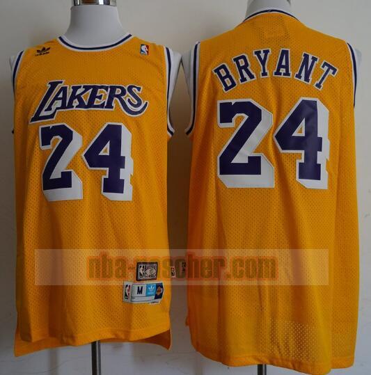 Maillot Los Angeles Lakers Homme Kobe Bryant 24 Basketball Jaune