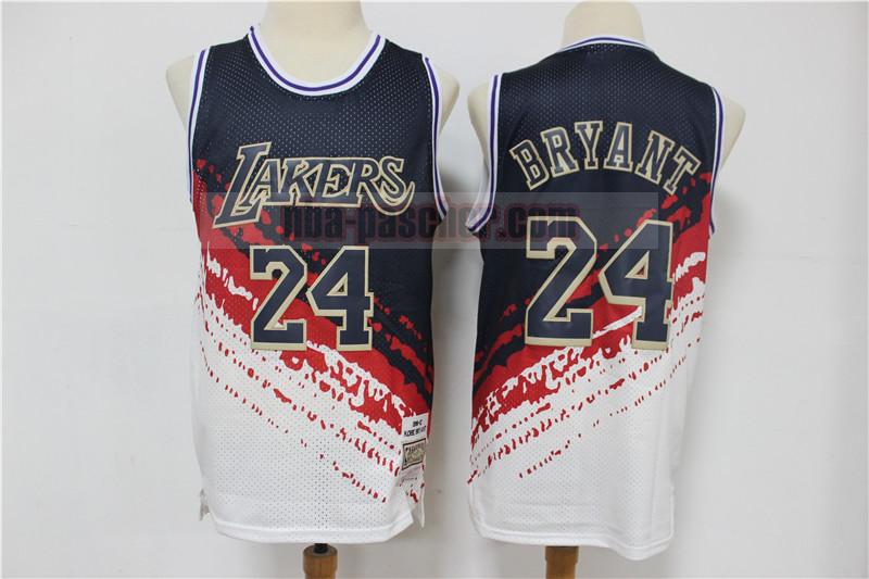 Maillot Los Angeles Lakers Homme Kobe Bryant 24 Blanc Noir