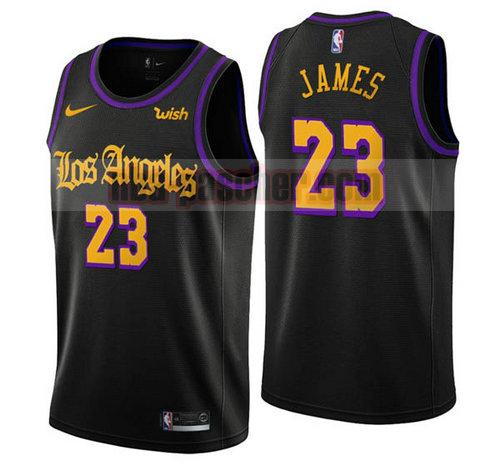 Maillot Los Angeles Lakers Homme LeBron James 23 latin Noir