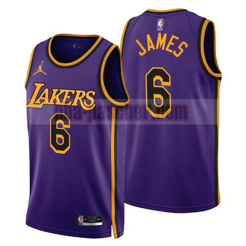 Maillot Los Angeles Lakers Homme Lebron James 6 2022-2023 Statement Edition Pourpre