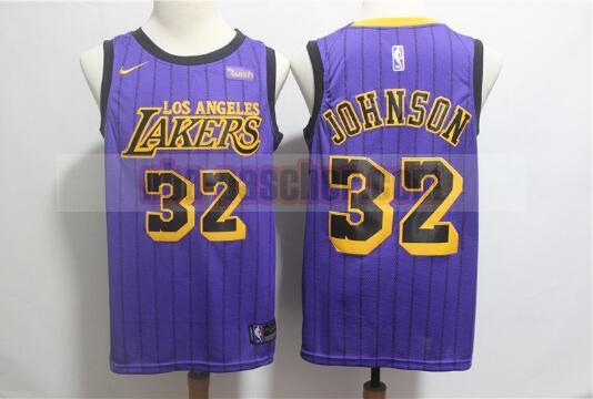 Maillot Los Angeles Lakers Homme Magic Johnson 32 Basketball Pourpre