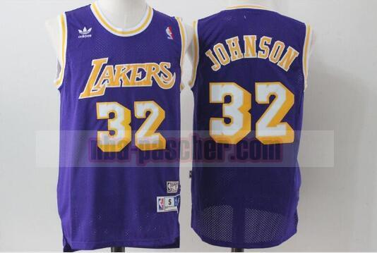 Maillot Los Angeles Lakers Homme Magic Johnson 32 Basketball pas cher Pourpre