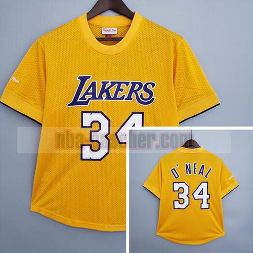 Maillot Los Angeles Lakers Homme O'Neial 34 Rétro Jaune